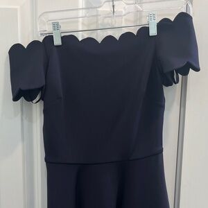 Ted Baker London Navy Scalloped Mini Dress (Size 0)